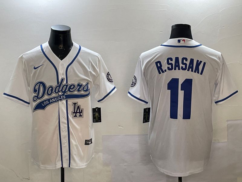 Men Los Angeles Dodgers 11 R.Sasaki White Jointly Name Game 2025 Nike MLB Jersey style 3